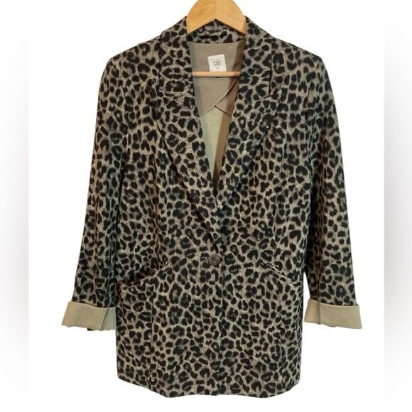 Cabi Jacket Woman’s Size 12 Leopard Jungle Print Blazer - Picture 1 of 10
